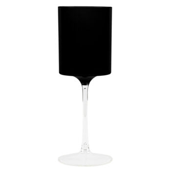 Two Tone Flat Wine Glass 9oz Black • Clear | 5 Pack