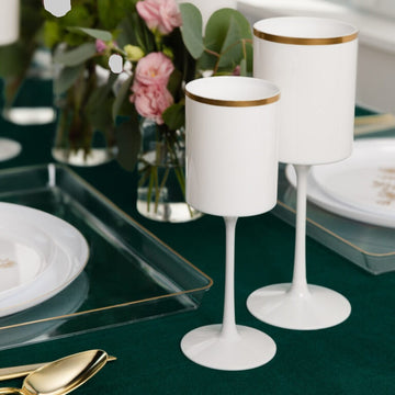 White • Gold Flat Wine Glass 9oz | 5 Pack