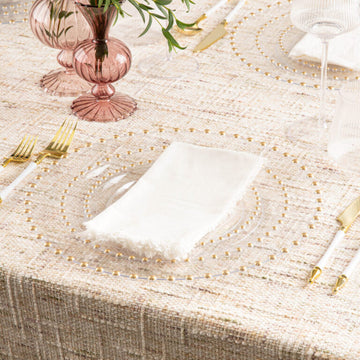 Beaded Clear Gold Chargers 13″ | 4 Pack