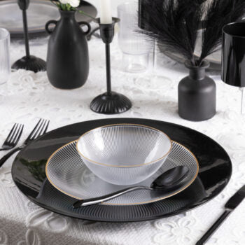 Glass 12 oz Clear/Gold Rim Bowls | 10 Count