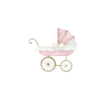 Pink Baby Carriage Cocktail Napkin | 20 Pack