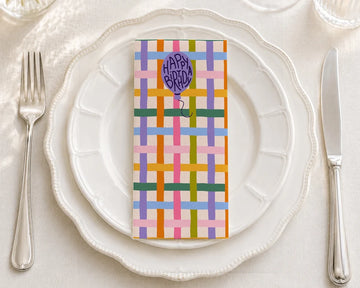 Birthday Balloon Plaid - Printed Guest Towel | 16 Pack