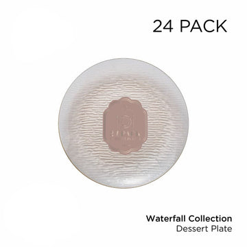 Transparent Waterfall Peach and Gold 7.5" Plastic Plates | 24 Plates