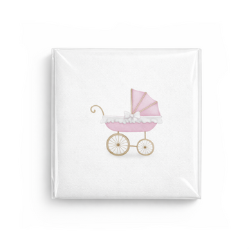 Pink Baby Carriage Cocktail Napkin | 20 Pack