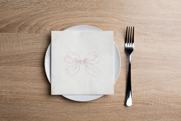Mesh Bow Pink Cocktail Napkin | 20 Pack