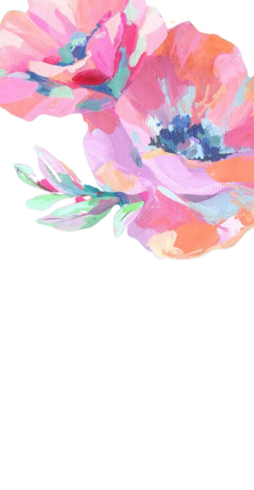 Neon Brushstroke Flowers - Printed Guest Towel | 16 Pack