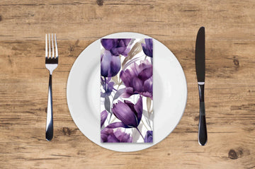 Violet Tulips - Printed Guest Towel | 16 Pack