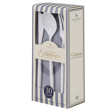 Matrix White Plastic Cutlery Set | 30 Pieces