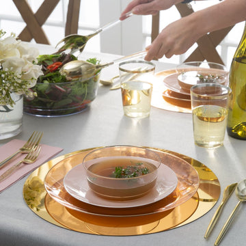 14 Oz. Round Clear and Gold Plastic Bowls | 10 Pack