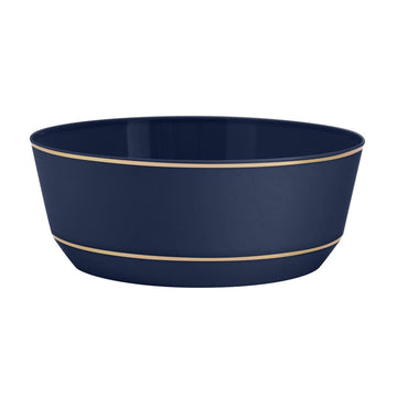 14 Oz. Round Navy • Gold Plastic Bowls | 10 Pack