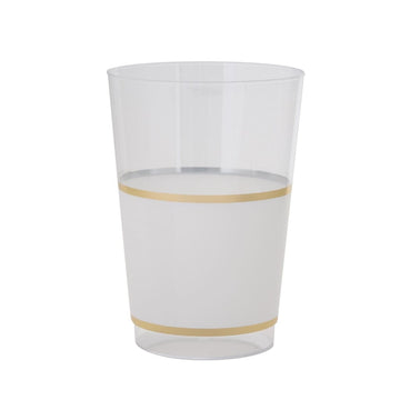 White and Gold Plastic Cups | 10 Cups