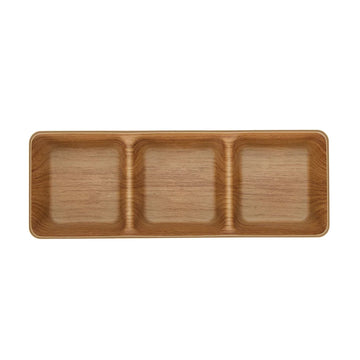 Oak Three Sectional Plastic Serving Dish