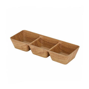 Oak Three Sectional Plastic Serving Dish
