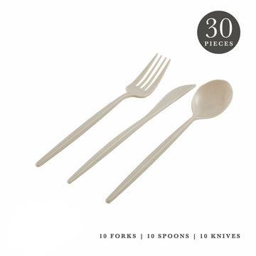 Matrix Linen Plastic Cutlery Set | 30 Pieces