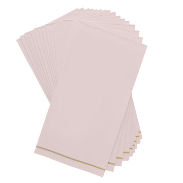 Linen with Gold Stripe Guest Paper Dinner Napkins | 16 Napkins
