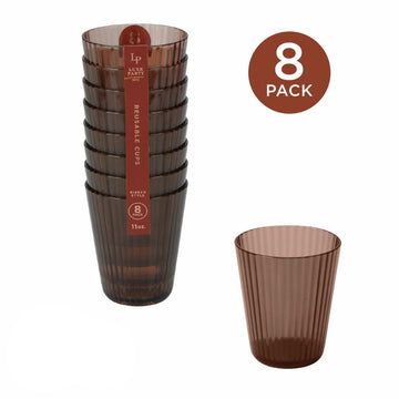 Deluxe Clay Beige 11 oz Ribbed Cup | 8 Pack