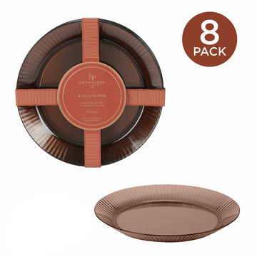 Deluxe 9" Clay Beige Ribbed Plates | 8 Pack
