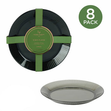 Round 9" Ribbed Heavy Plastic Smoke Plates | 8 Pack