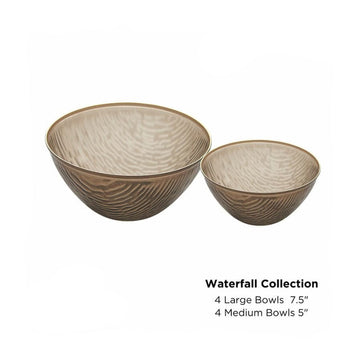 Waterfall Brown and Gold Soup and Dessert Bowl Set  | 8 Bowls