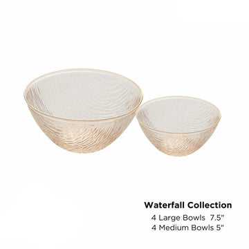 Waterfall Transparent Peach and Gold Soup and Dessert Bowl Set  | 8 Bowls (Copy)