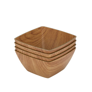 Oak Square Plastic Serving Bowls | 4 Pack