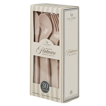 Matrix Linen Plastic Cutlery Set | 30 Pieces