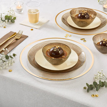 Creme and Gold 10.25" Plates | 10 Pack 