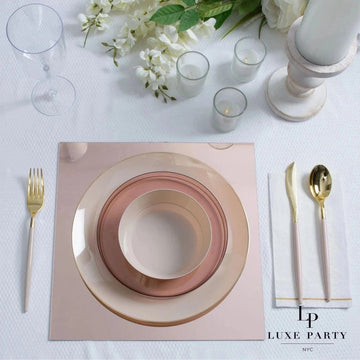 12" Rose Gold Square Light Weight Mirror Charger Plate | 6 Pack