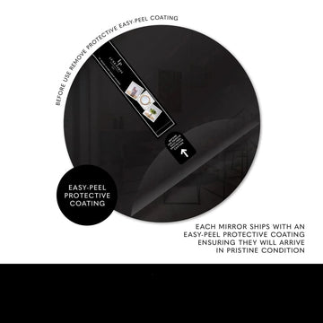 13" Black Round Light Weight Mirror Charger Plate | 6 Pack