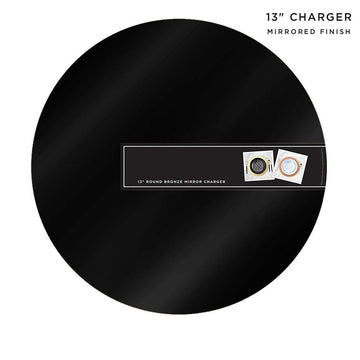 13" Black Round Light Weight Mirror Charger Plate | 6 Pack