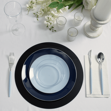 13" Black Round Light Weight Mirror Charger Plate | 6 Pack