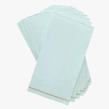 Mint Green with Gold Stripe Guest Paper Dinner Napkins | 16 Napkins