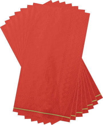 Red with Gold Stripe Napkins | 16 Napkins