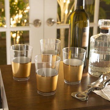 Clear • Gold Plastic Cups | 10 Cups