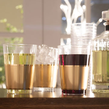 Clear • Gold Plastic Cups | 10 Cups