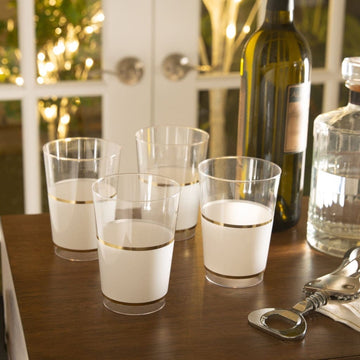 White and Gold Plastic Cups | 10 Cups
