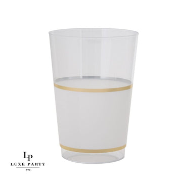White and Gold Plastic Cups | 20 Cups