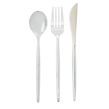Matrix Silver Plastic Cutlery Set | 30 Pieces