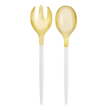 Clear and Gold Plastic Serving Fork • Spoon Set