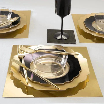 Upscale Round Black Plastic Wine Cups | 4 Cups
