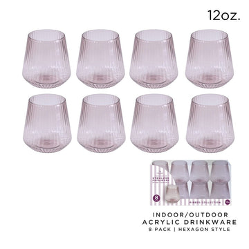 Upscale RIBBED Purple 12 Oz. Plastic Wine Goblets | 8 Cups
