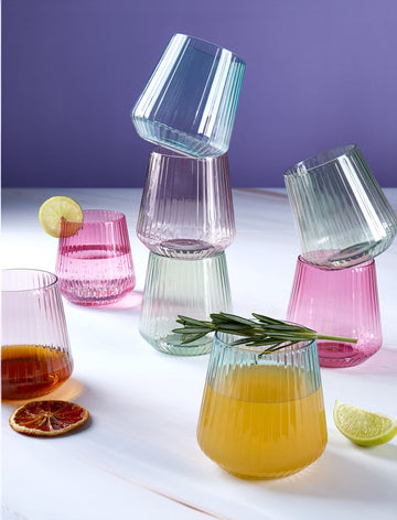 Upscale RIBBED Purple 12 Oz. Plastic Wine Goblets | 8 Cups