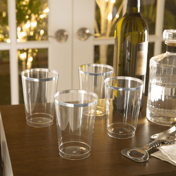 12 Oz Clear Plastic • Silver Plastic Cups | 20 Cups