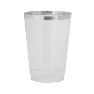 12 Oz Clear Plastic • Silver Plastic Cups | 20 Cups