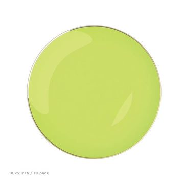 Round Accent Plastic Plates 10.25" Dinner Plates Lime • Gold Round Plastic Plates | 10 Pack