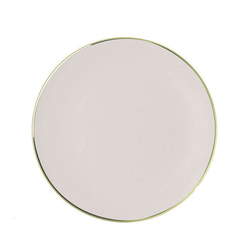 Round Accent Plastic Plates 10.25" Dinner Plates Round Linen • Gold Plastic Plates | 10 Pack