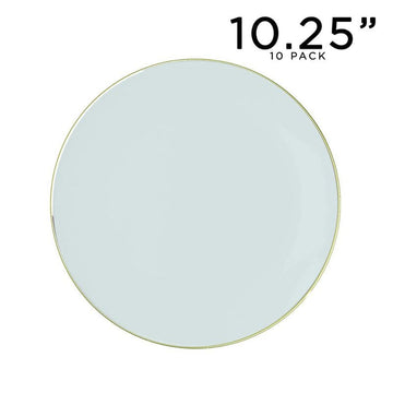 Round Accent Plastic Plates 10.25" Dinner Plates Round Mint • Gold Plastic Plates | 10 Pack