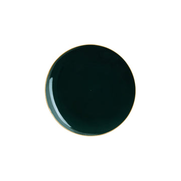 Round Accent Plastic Plates 7.25" Appetizer Plates Round Emerald • Gold Plastic Plates | 10 Pack