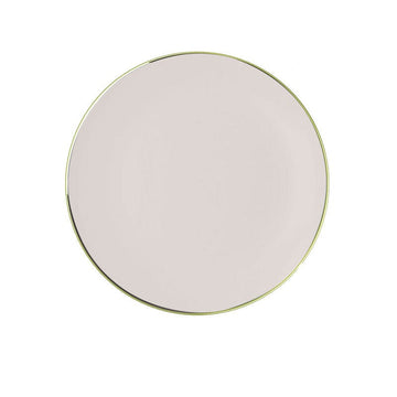 Round Accent Plastic Plates 7.25" Appetizer Plates Round Linen • Gold Plastic Plates | 10 Pack