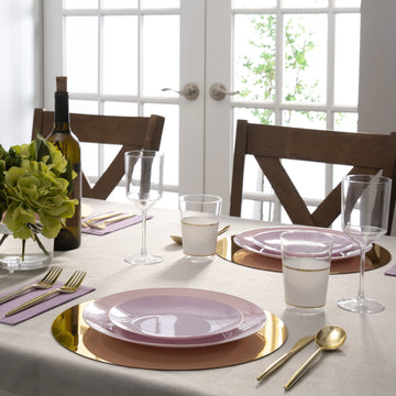 Lavender Purple and Gold Round Plastic Plates | 10 Pack